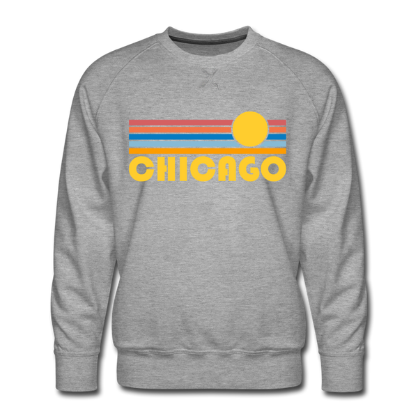 Premium Chicago, Illinois Sweatshirt - Retro Sun Premium Men's Chicago Sweatshirt - heather grey