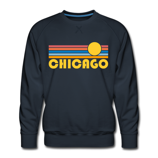Premium Chicago, Illinois Sweatshirt - Retro Sun Premium Men's Chicago Sweatshirt - navy
