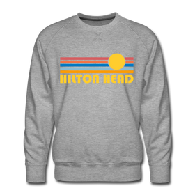 Premium Hilton Head, South Carolina Sweatshirt - Retro Sun Premium Men's Hilton Head Sweatshirt - heather grey