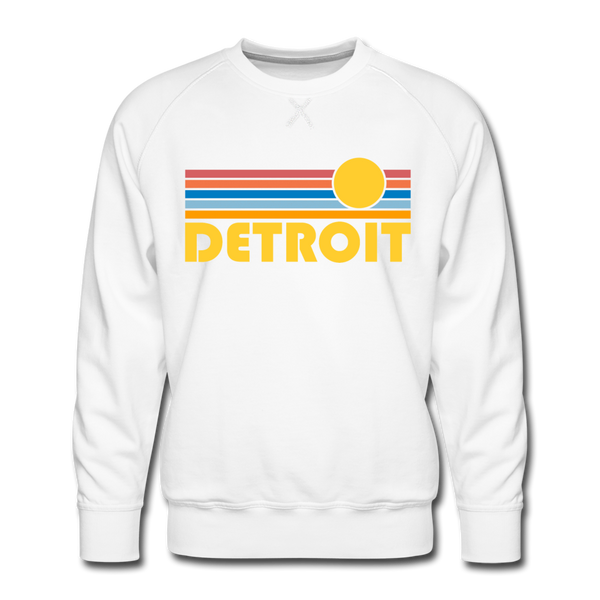 Premium Detroit, Michigan Sweatshirt - Retro Sun Premium Men's Detroit Sweatshirt - white