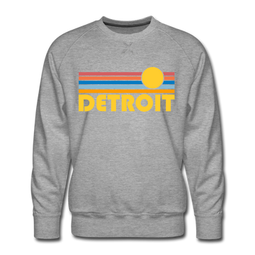 Premium Detroit, Michigan Sweatshirt - Retro Sun Premium Men's Detroit Sweatshirt - heather grey