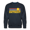 Premium Detroit, Michigan Sweatshirt - Retro Sun Premium Men's Detroit Sweatshirt - navy
