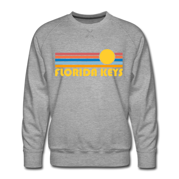 Premium Florida Keys, Florida Sweatshirt - Retro Sun Premium Men's Florida Keys Sweatshirt - heather grey