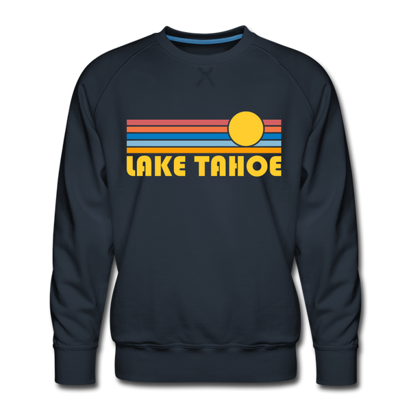 Premium Lake Tahoe, California Sweatshirt - Retro Sun Premium Men's Lake Tahoe Sweatshirt - navy