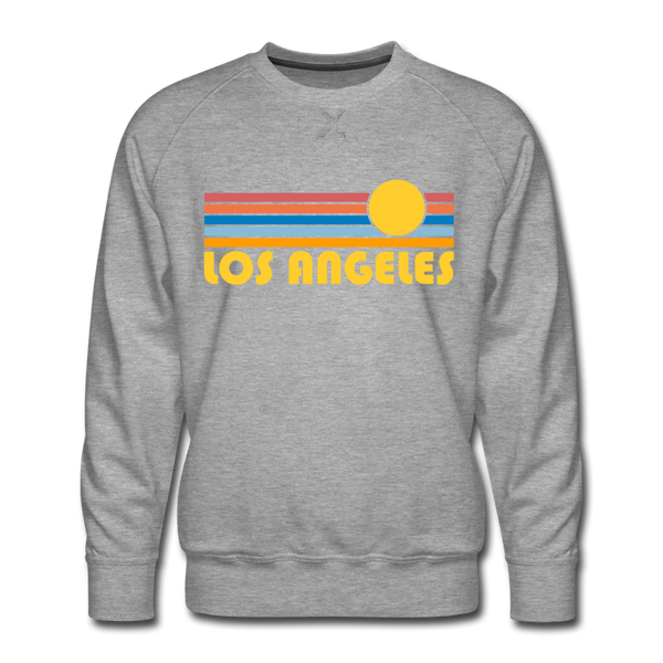 Premium Los Angeles, California Sweatshirt - Retro Sun Premium Men's Los Angeles Sweatshirt - heather grey