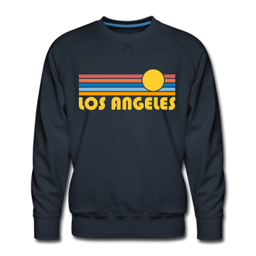 Premium Los Angeles, California Sweatshirt - Retro Sun Premium Men's Los Angeles Sweatshirt - navy