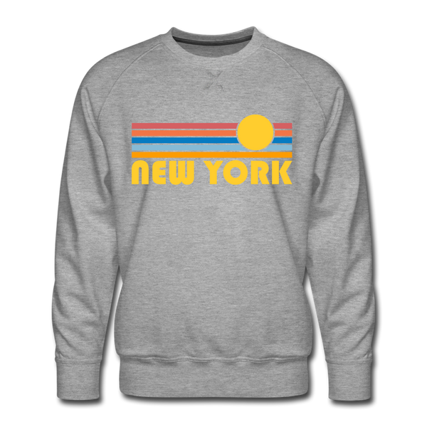Premium New York, New York Sweatshirt - Retro Sun Premium Men's New York Sweatshirt - heather grey