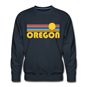Premium Oregon Sweatshirt - Retro Sun Premium Men's Oregon Sweatshirt - navy