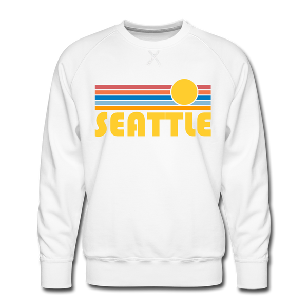 Premium Seattle, Washington Sweatshirt - Retro Sun Premium Men's Seattle Sweatshirt - white