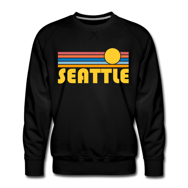 Premium Seattle, Washington Sweatshirt - Retro Sun Premium Men's Seattle Sweatshirt - black