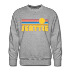 Premium Seattle, Washington Sweatshirt - Retro Sun Premium Men's Seattle Sweatshirt - heather grey