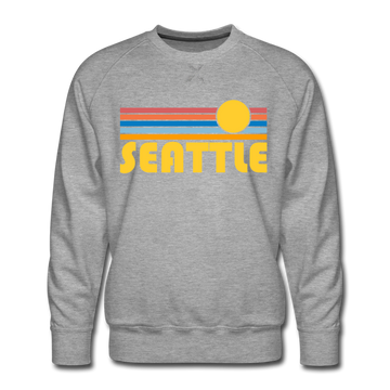 Premium Seattle, Washington Sweatshirt - Retro Sun Premium Men's Seattle Sweatshirt - heather grey
