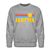 Premium Seattle, Washington Sweatshirt - Retro Sun Premium Men's Seattle Sweatshirt - heather grey