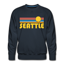 Premium Seattle, Washington Sweatshirt - Retro Sun Premium Men's Seattle Sweatshirt - navy