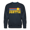 Premium Seattle, Washington Sweatshirt - Retro Sun Premium Men's Seattle Sweatshirt - navy
