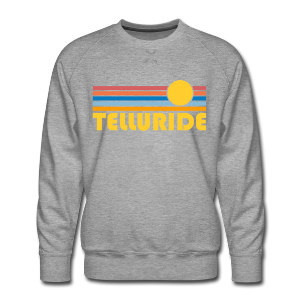 Premium Telluride, Colorado Sweatshirt - Retro Sun Premium Men's Telluride Sweatshirt - heather grey