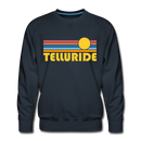 Premium Telluride, Colorado Sweatshirt - Retro Sun Premium Men's Telluride Sweatshirt - navy