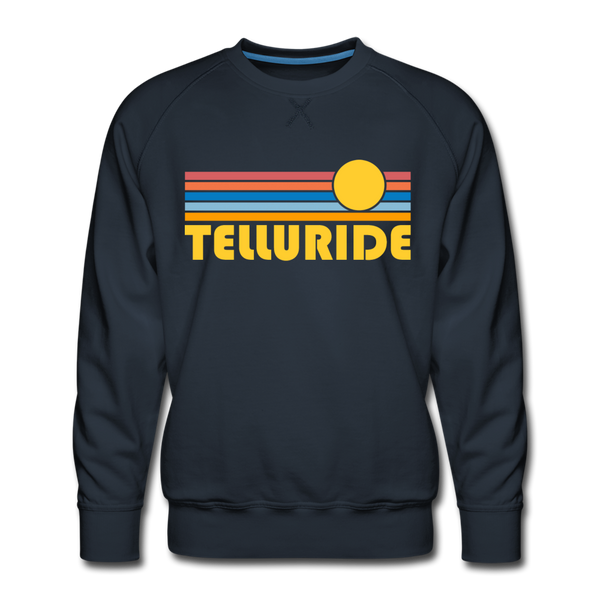 Premium Telluride, Colorado Sweatshirt - Retro Sun Premium Men's Telluride Sweatshirt - navy