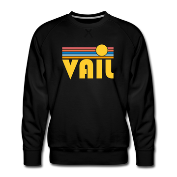 Premium Vail, Colorado Sweatshirt - Retro Sun Premium Men's Vail Sweatshirt - black