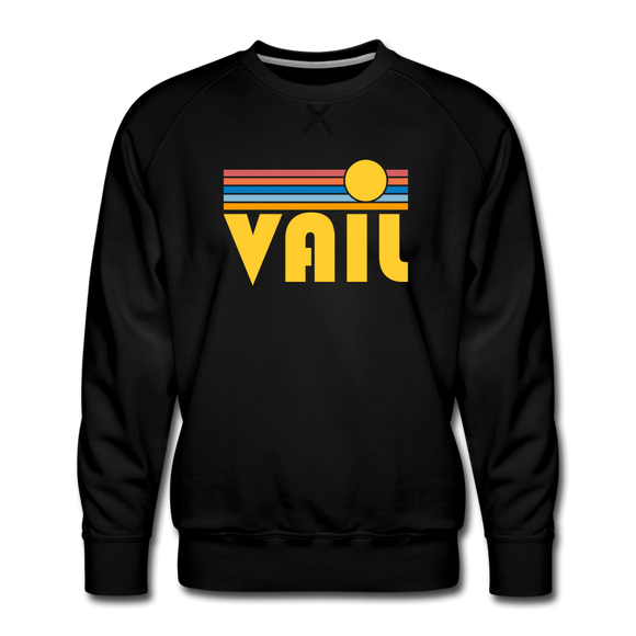 Premium Vail, Colorado Sweatshirt - Retro Sun Premium Men's Vail Sweatshirt - black