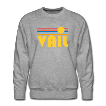 Premium Vail, Colorado Sweatshirt - Retro Sun Premium Men's Vail Sweatshirt - heather grey