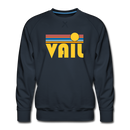 Premium Vail, Colorado Sweatshirt - Retro Sun Premium Men's Vail Sweatshirt - navy