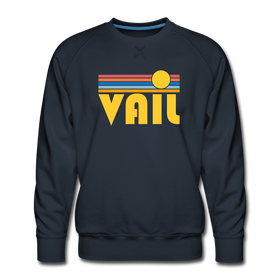 Premium Vail, Colorado Sweatshirt - Retro Sun Premium Men's Vail Sweatshirt - navy
