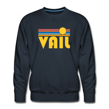 Premium Vail, Colorado Sweatshirt - Retro Sun Premium Men's Vail Sweatshirt - navy