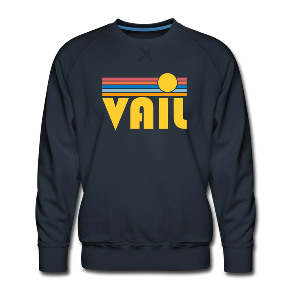 Premium Vail, Colorado Sweatshirt - Retro Sun Premium Men's Vail Sweatshirt - navy