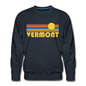 Premium Vermont Sweatshirt - Retro Sun Premium Men's Vermont Sweatshirt - navy