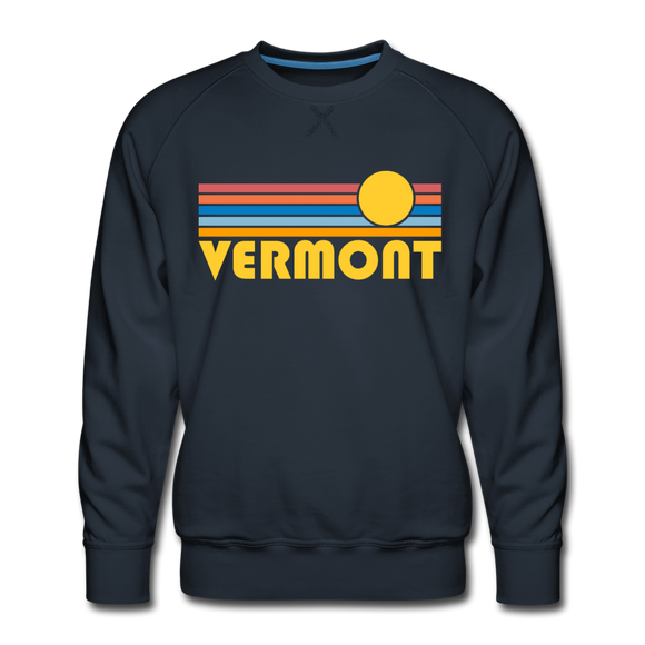 Premium Vermont Sweatshirt - Retro Sun Premium Men's Vermont Sweatshirt - navy