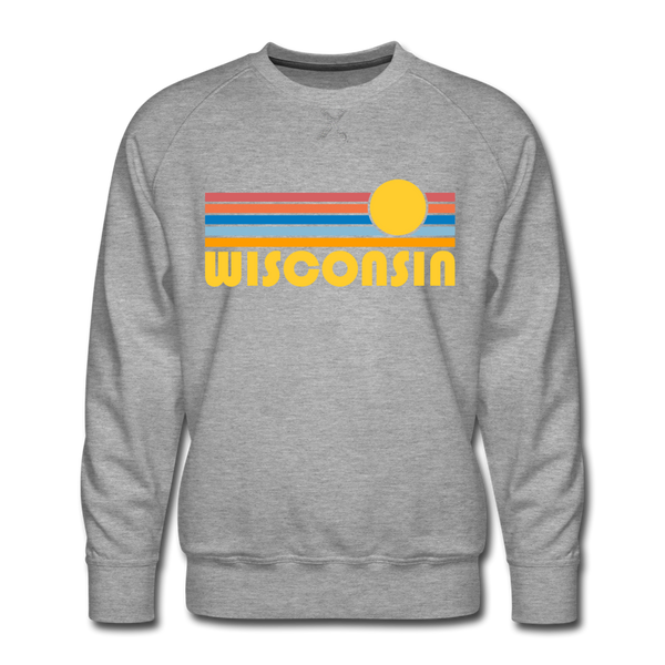 Premium Wisconsin Sweatshirt - Retro Sun Premium Men's Wisconsin Sweatshirt - heather grey