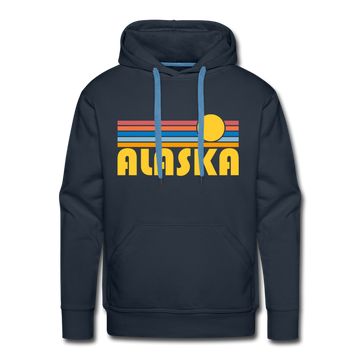 Premium Alaska Hoodie - Retro Sun Premium Men's Alaska Sweatshirt / Hoodie - navy
