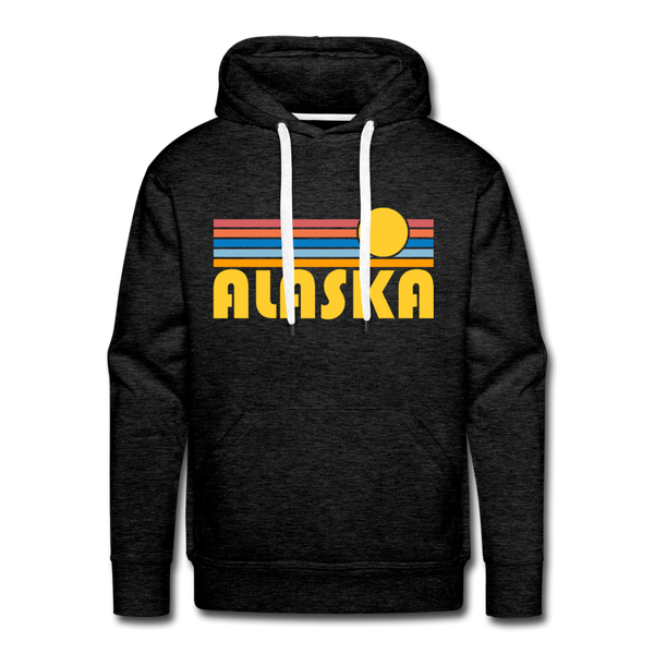 Premium Alaska Hoodie - Retro Sun Premium Men's Alaska Sweatshirt / Hoodie - charcoal grey