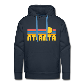 Premium Atlanta, Georgia Hoodie - Retro Sun Premium Men's Atlanta Sweatshirt / Hoodie - navy