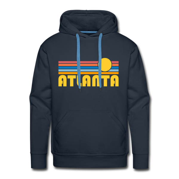 Premium Atlanta, Georgia Hoodie - Retro Sun Premium Men's Atlanta Sweatshirt / Hoodie - navy