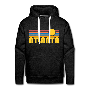 Premium Atlanta, Georgia Hoodie - Retro Sun Premium Men's Atlanta Sweatshirt / Hoodie - charcoal grey