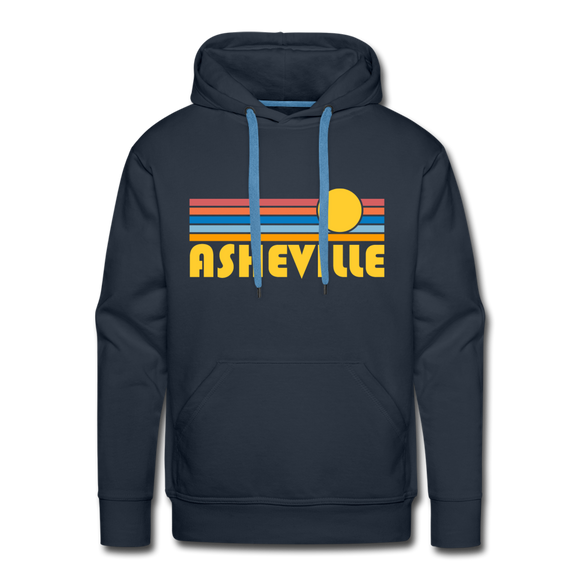 Premium Asheville, North Carolina Hoodie - Retro Sun Premium Men's Asheville Sweatshirt / Hoodie - navy