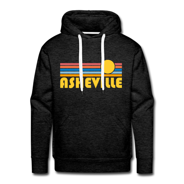 Premium Asheville, North Carolina Hoodie - Retro Sun Premium Men's Asheville Sweatshirt / Hoodie - charcoal grey