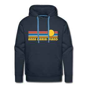 Premium Anna Maria Island, Florida Hoodie - Retro Sun Premium Men's Anna Maria Island Sweatshirt / Hoodie - navy