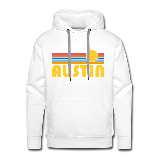 Premium Austin, Texas Hoodie - Retro Sun Premium Men's Austin Sweatshirt / Hoodie - white