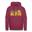 Premium Austin, Texas Hoodie - Retro Sun Premium Men's Austin Sweatshirt / Hoodie - burgundy