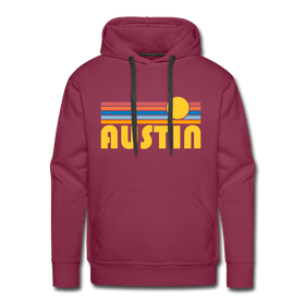 Premium Austin, Texas Hoodie - Retro Sun Premium Men's Austin Sweatshirt / Hoodie - burgundy