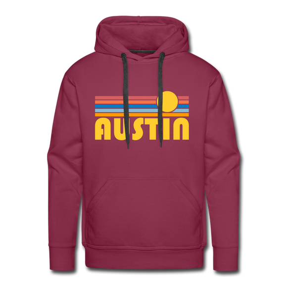 Premium Austin, Texas Hoodie - Retro Sun Premium Men's Austin Sweatshirt / Hoodie - burgundy