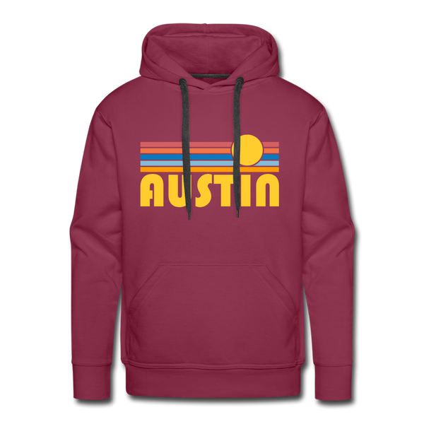 Premium Austin, Texas Hoodie - Retro Sun Premium Men's Austin Sweatshirt / Hoodie - burgundy