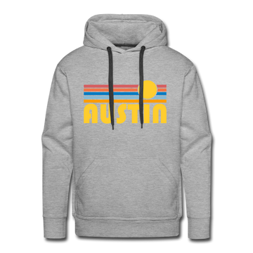 Premium Austin, Texas Hoodie - Retro Sun Premium Men's Austin Sweatshirt / Hoodie - heather grey