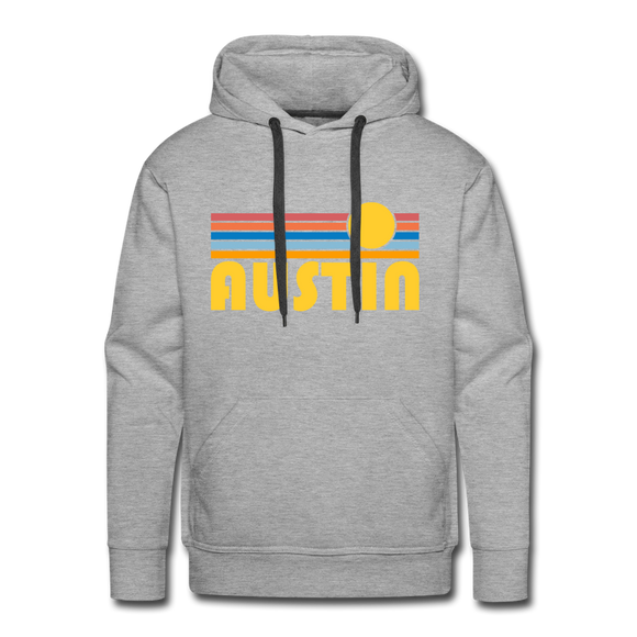 Premium Austin, Texas Hoodie - Retro Sun Premium Men's Austin Sweatshirt / Hoodie - heather grey