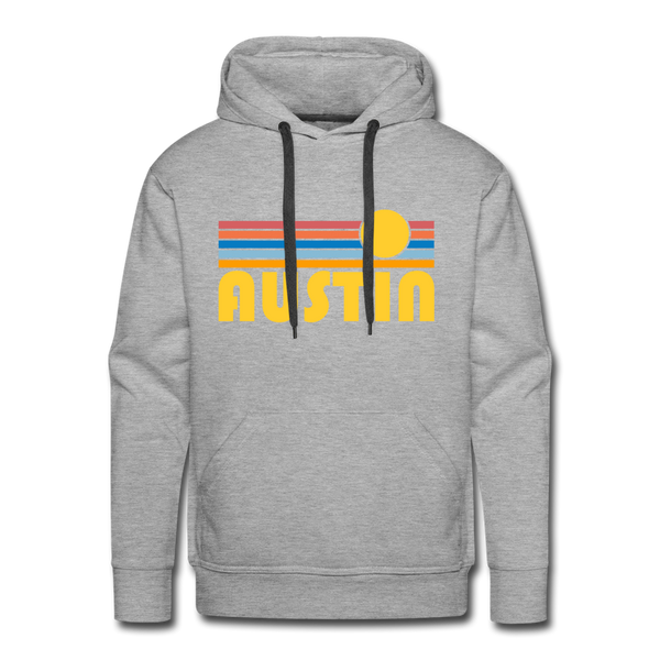 Premium Austin, Texas Hoodie - Retro Sun Premium Men's Austin Sweatshirt / Hoodie - heather grey