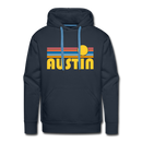 Premium Austin, Texas Hoodie - Retro Sun Premium Men's Austin Sweatshirt / Hoodie - navy