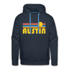 Premium Austin, Texas Hoodie - Retro Sun Premium Men's Austin Sweatshirt / Hoodie - navy